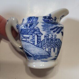 Vintage Creamer Scenery Japan Oriental Blue